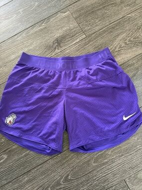 JMU- Nike Women’s Purple Athletic Training Shorts with Swoosh